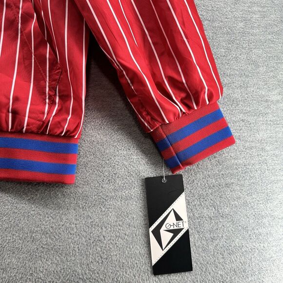 G-NET Men's Red, White Blue Strip Zip Up Windbreaker Jacket Size Large   A14b - Picture 4 of 11
